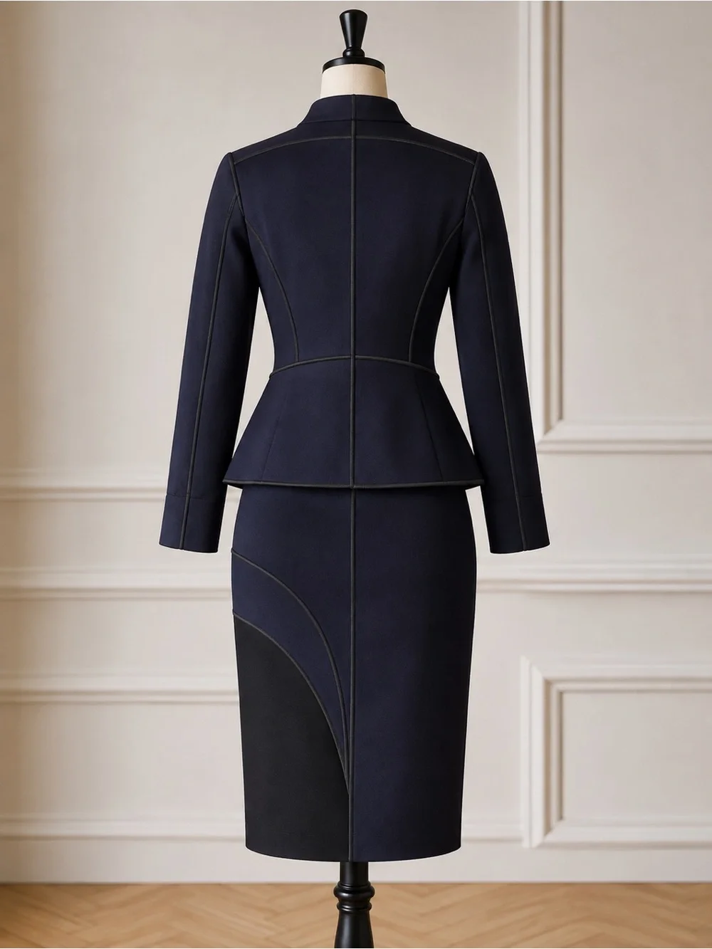 Liviana Conti Made in Italy Navy & Black Skirt Suit Set